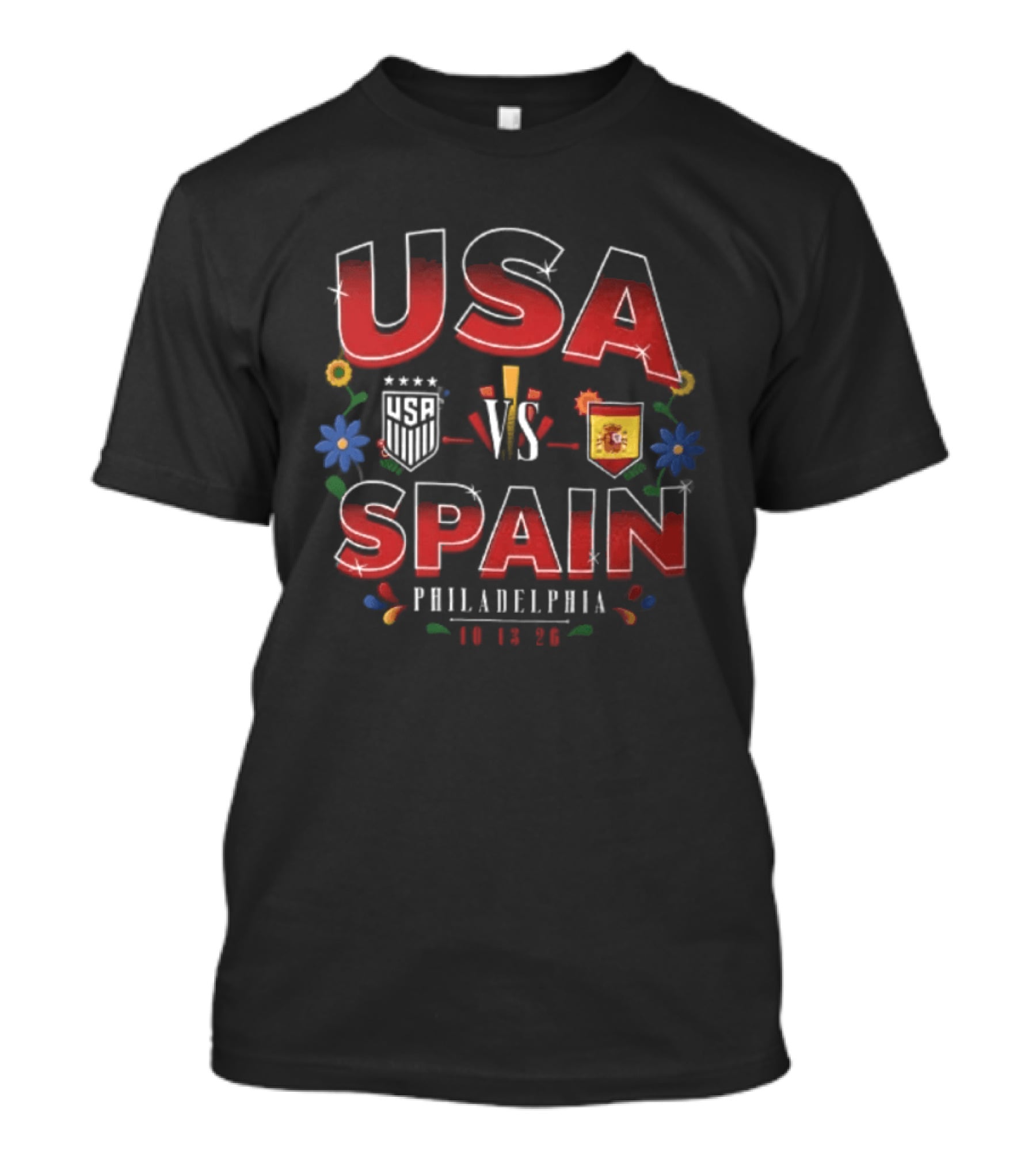 USA VS Spain Philadelphia October 18 2026 Floral Border T-Shirt