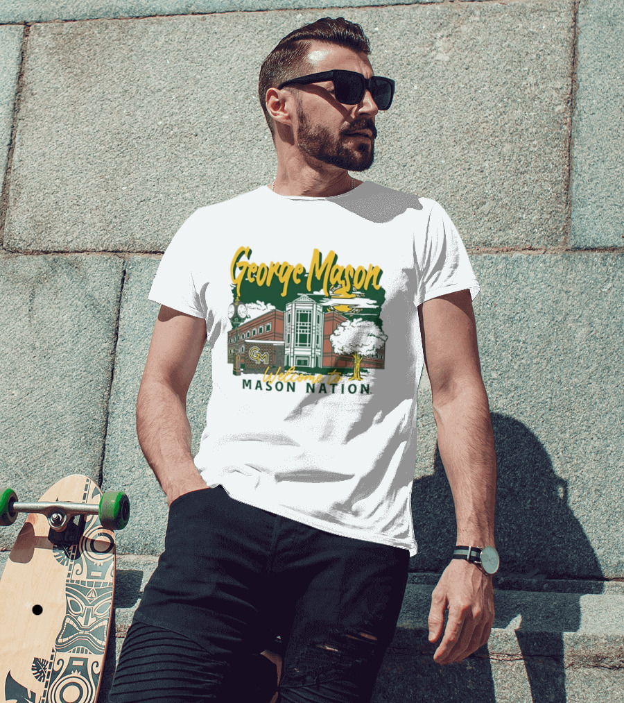 George Mason University Welcome To Mason Nation Iconic Campus Building And Tower T-Shirt