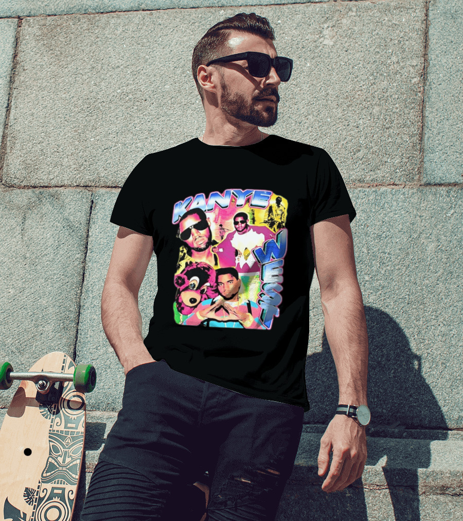 Kanye West Vintage Yeezy Bear Collage Hip Hop Rap Legend T-Shirt