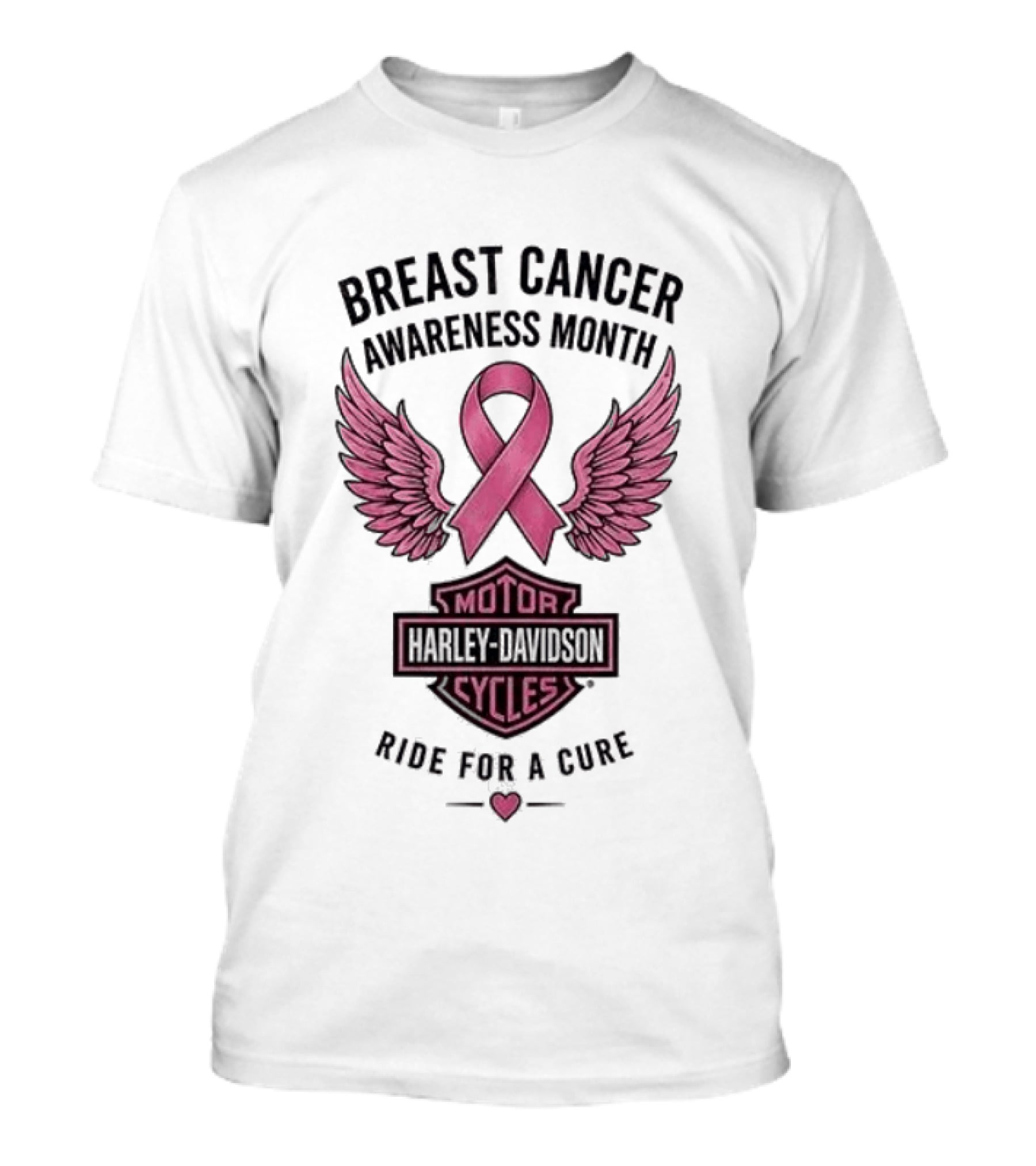 Breast Cancer Awareness Month Harley Davidson Motor Cycles Pink Ribbon Ride For A Cure T-Shirt