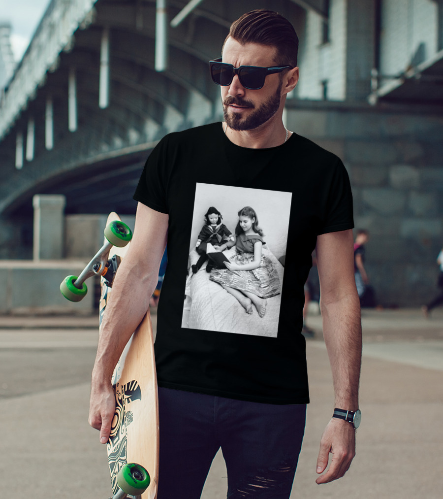 Robin Morgan Young Girl Reading With Doll Vintage Photograph T-Shirt