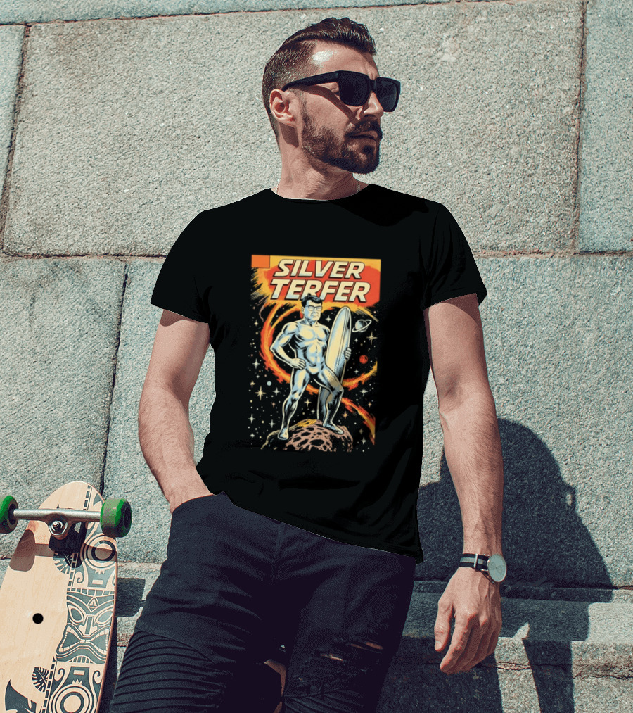 Silver Terfer Cosmic Voyager Retro Comic T-Shirt