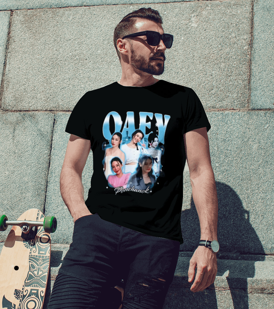 Oaey Ponchanok Woman Collage Blue Aura Sparkles Bootleg T-Shirt
