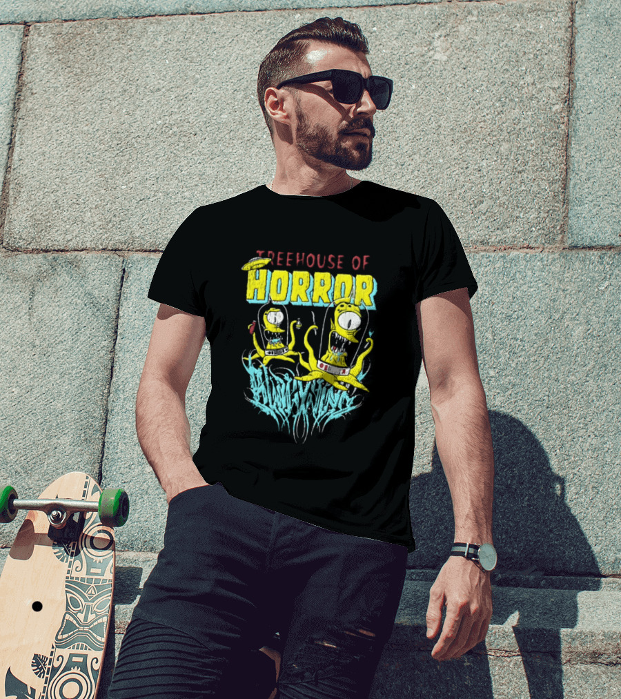 Treehouse Of Horror Kang Kodos Aliens Tentacles Distressed Cartoon T-Shirt