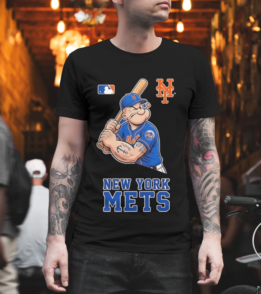 Popeye New York Mets MLB Baseball Battling Mets T-Shirt