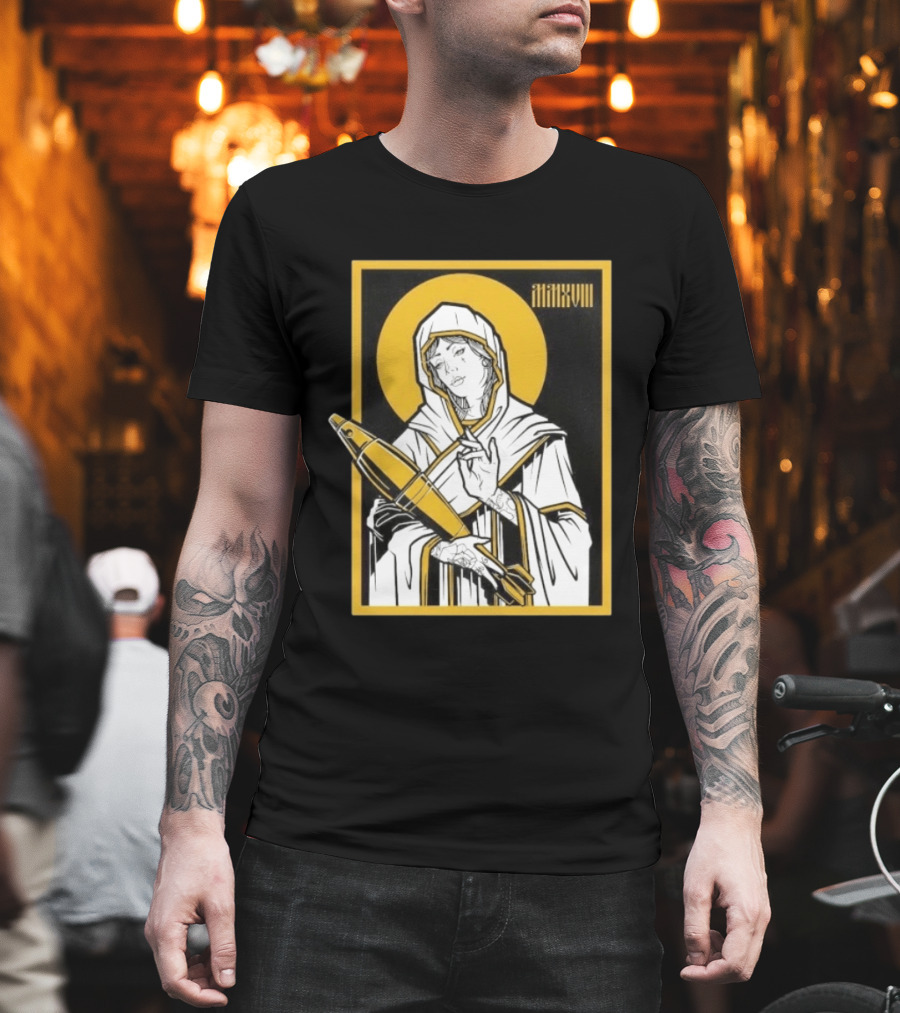 Mortar Mary MMXVIII Religious Iconography Halo And Missile T-Shirt