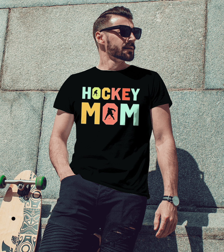 Hockey Mom Mother's Day Skating Silhouette Multicolor T-Shirt
