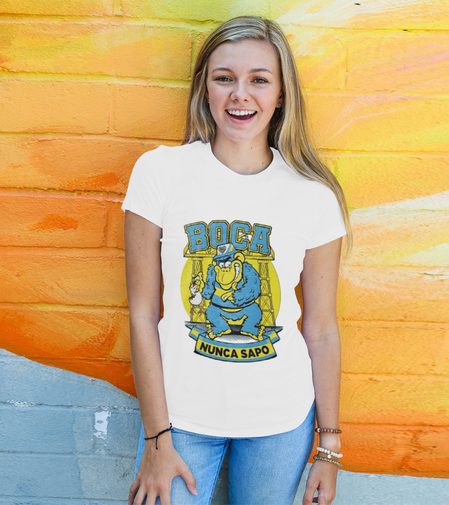 Boca Juniors Gorilla Wearing Cap Holding Chicken Boca Nunca Sapo T-Shirt