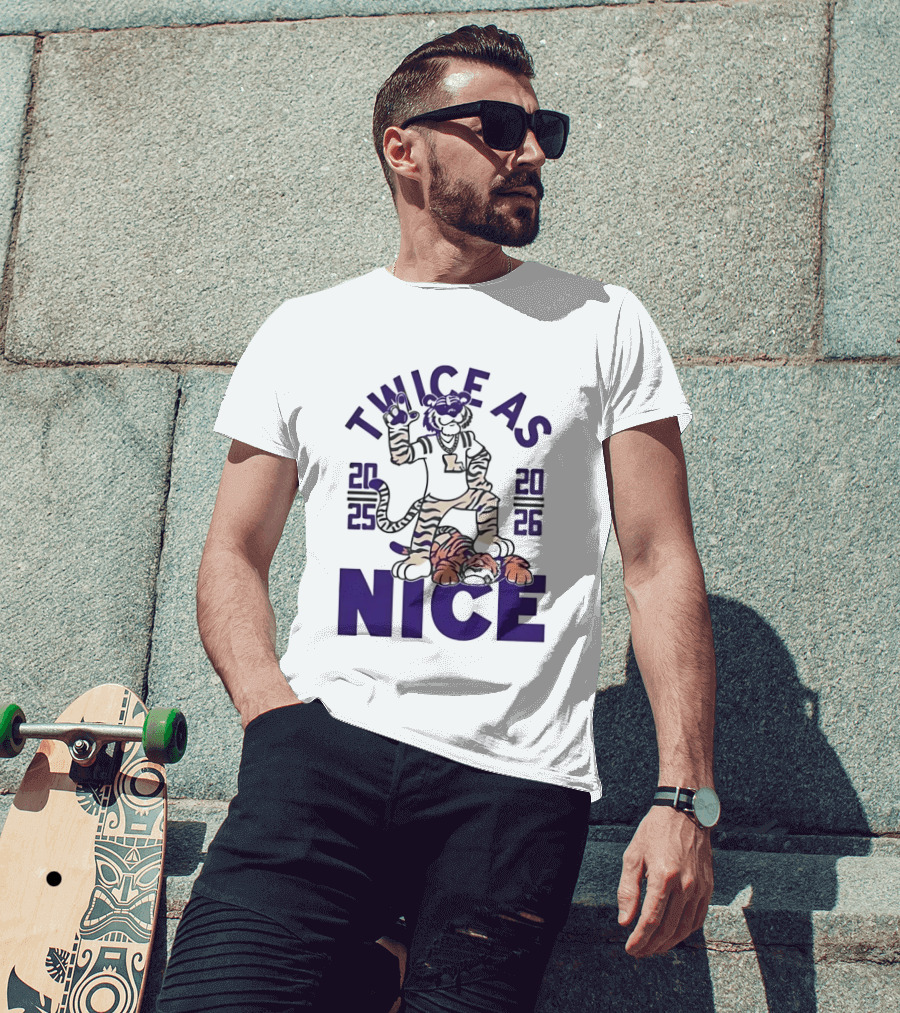 LSU Tigers Twice As Nice 2025 2026 Tiger Mascot Football T-Shirt