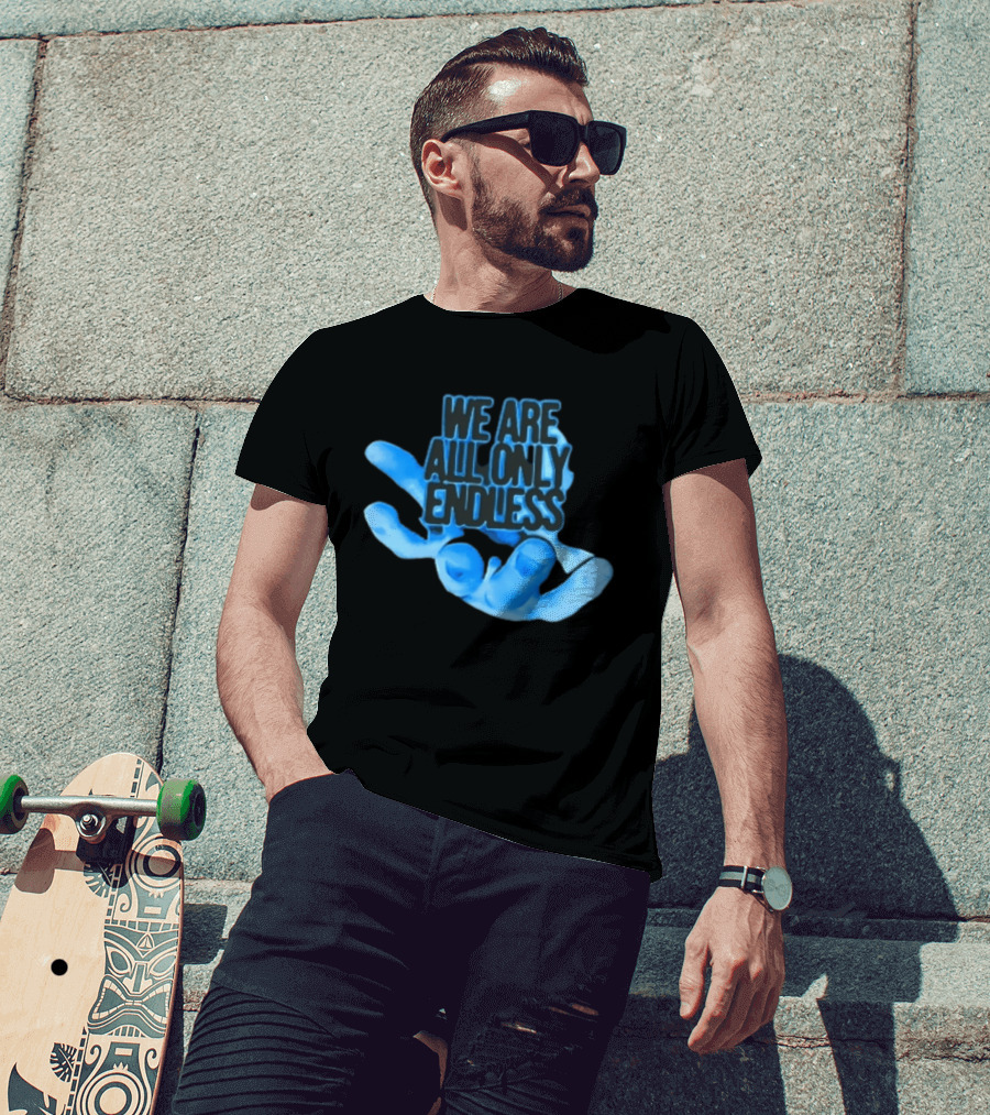 We Are All Only Endless Blue Glowing Open Hand Halftone T-Shirt