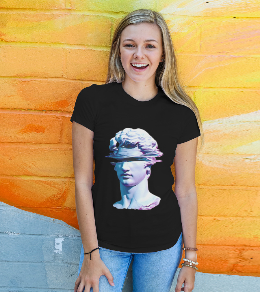You Are Not Forgotten Classical Statue Bust Glitch Wave Distortion David Vaporwave Aesthetic T-Shirt