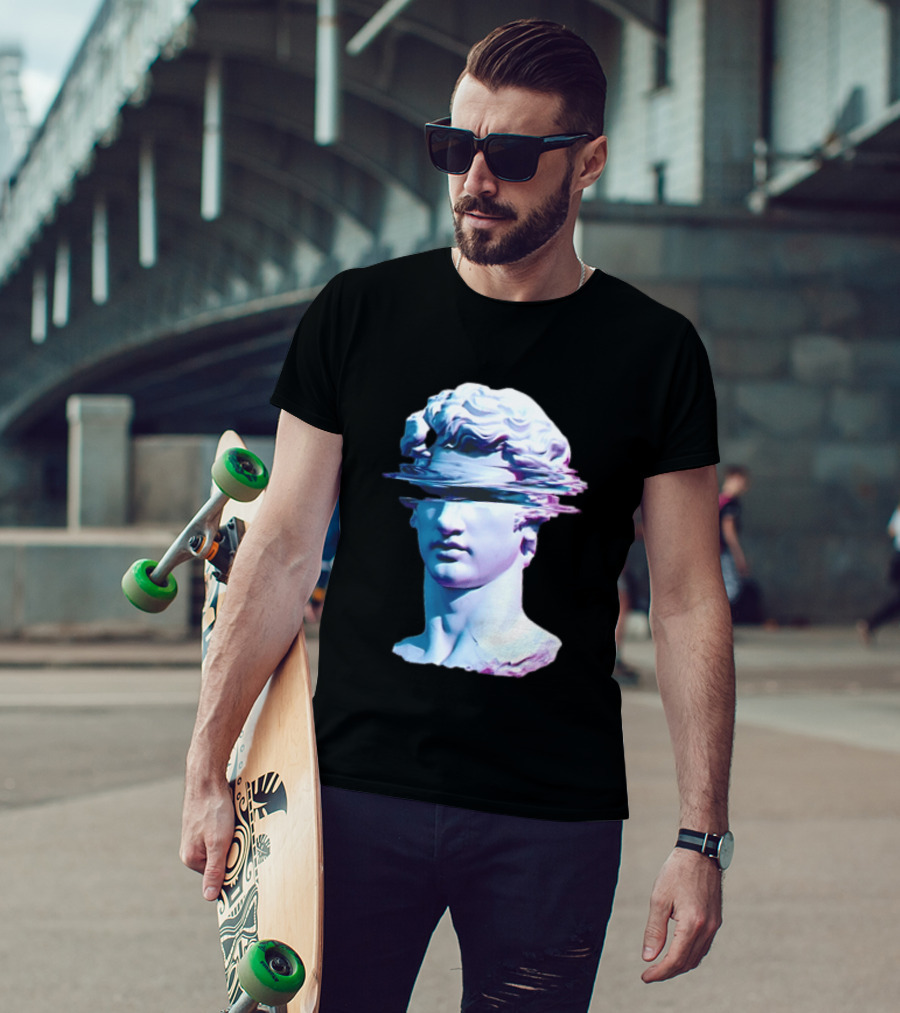 You Are Not Forgotten Classical Statue Bust Glitch Wave Distortion David Vaporwave Aesthetic T-Shirt