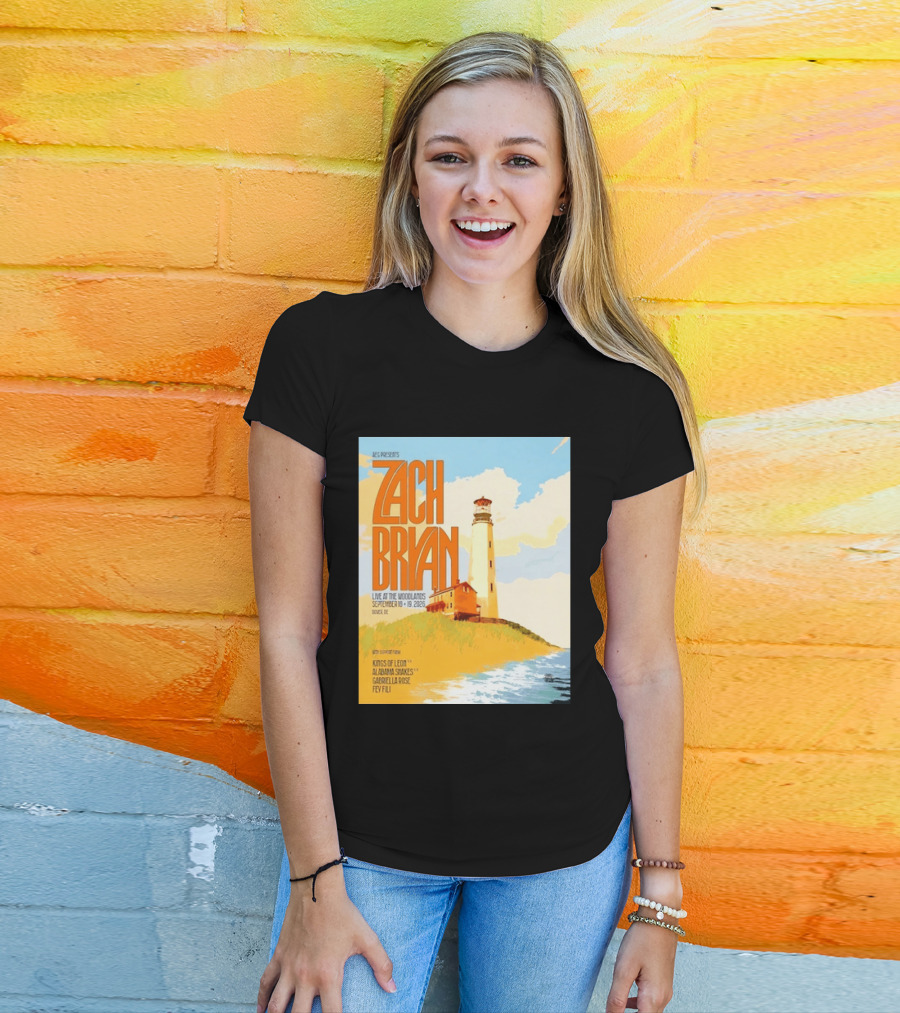 Zach Bryan Live At The Woodlands September 18 19 2026 Dover DE Kings Of Leon Alabama Shakes Gabriella Rose Feyi Fuli Concert T-Shirt
