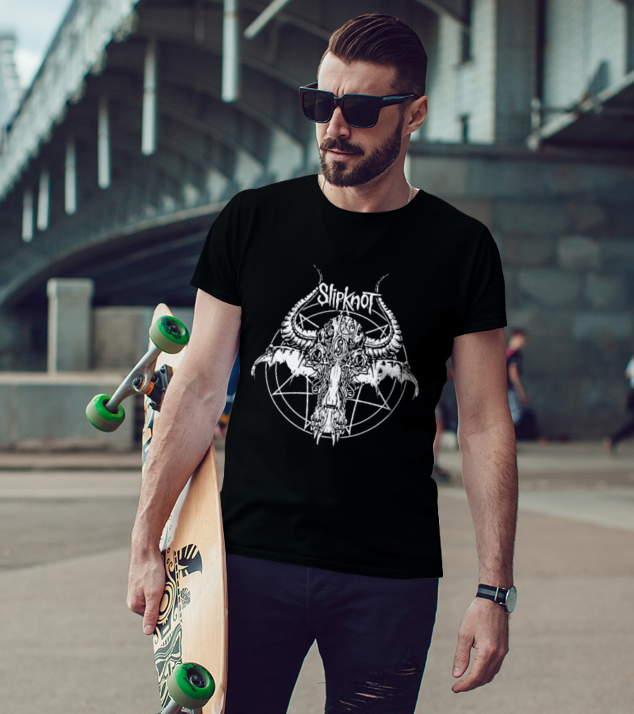 Slipknot Nonagram Horned Animal Skull T-Shirt