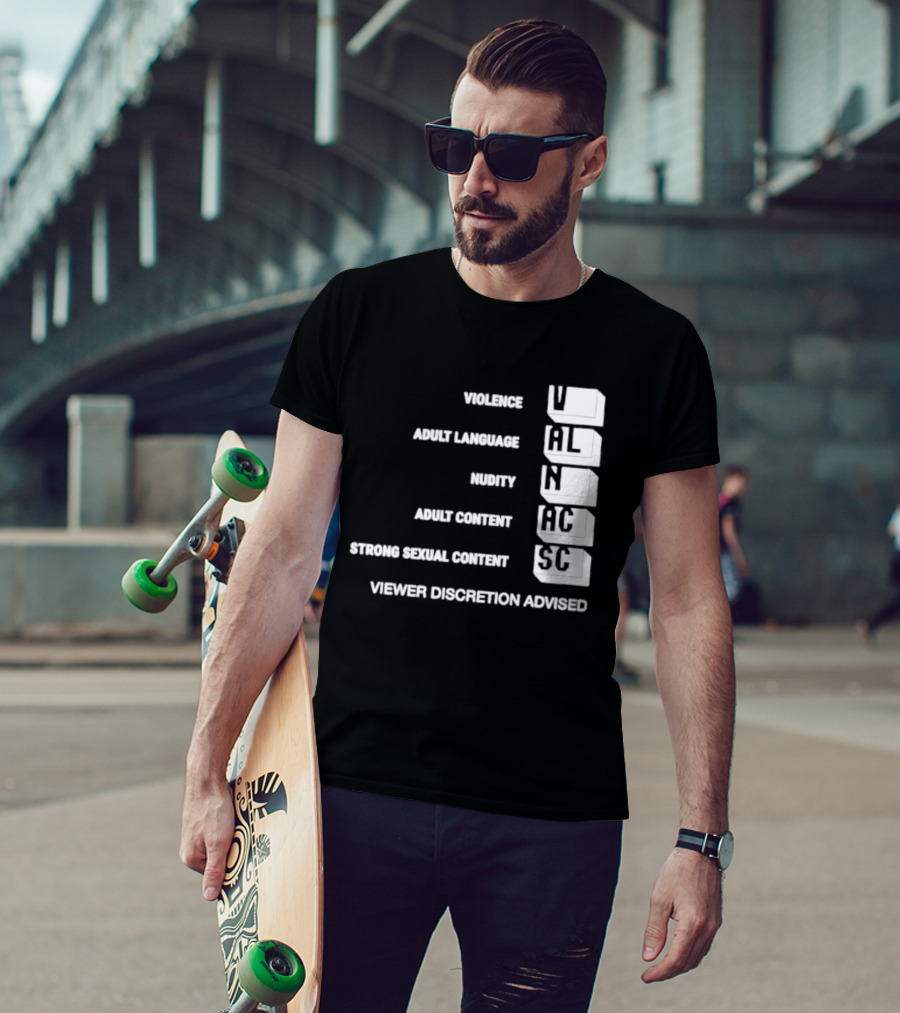 Viewer Discretion Advised Violence Adult Language Nudity Sexual Content T-Shirt
