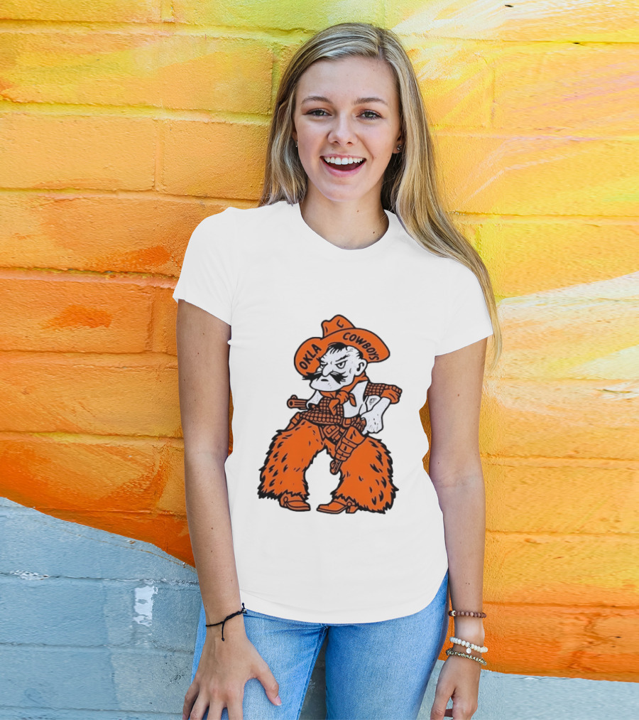 Oklahoma Cowboys Pistol Pete Orange Cowboy T-Shirt