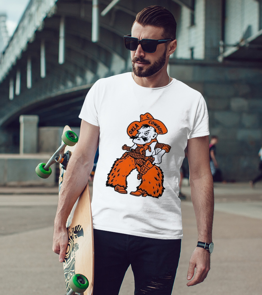 Oklahoma Cowboys Pistol Pete Orange Cowboy T-Shirt