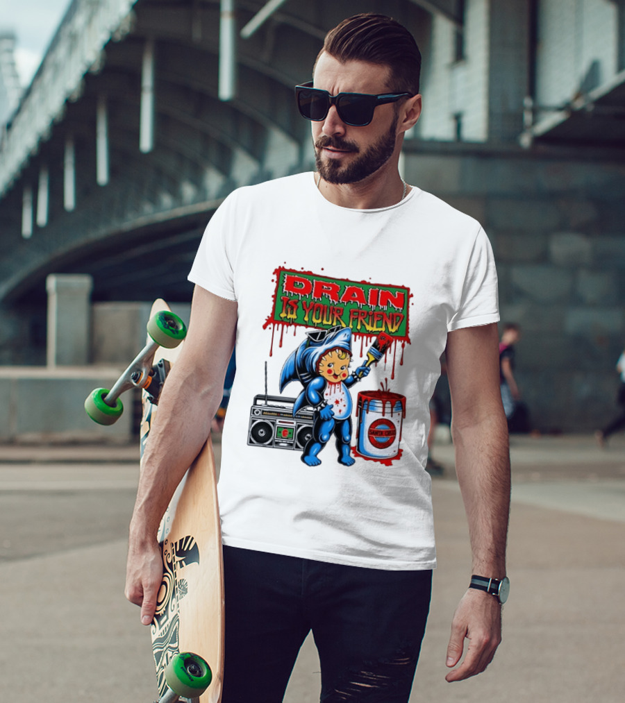 Santa Cruz Drain Is Your Friend Shark Baby Boombox T-Shirt
