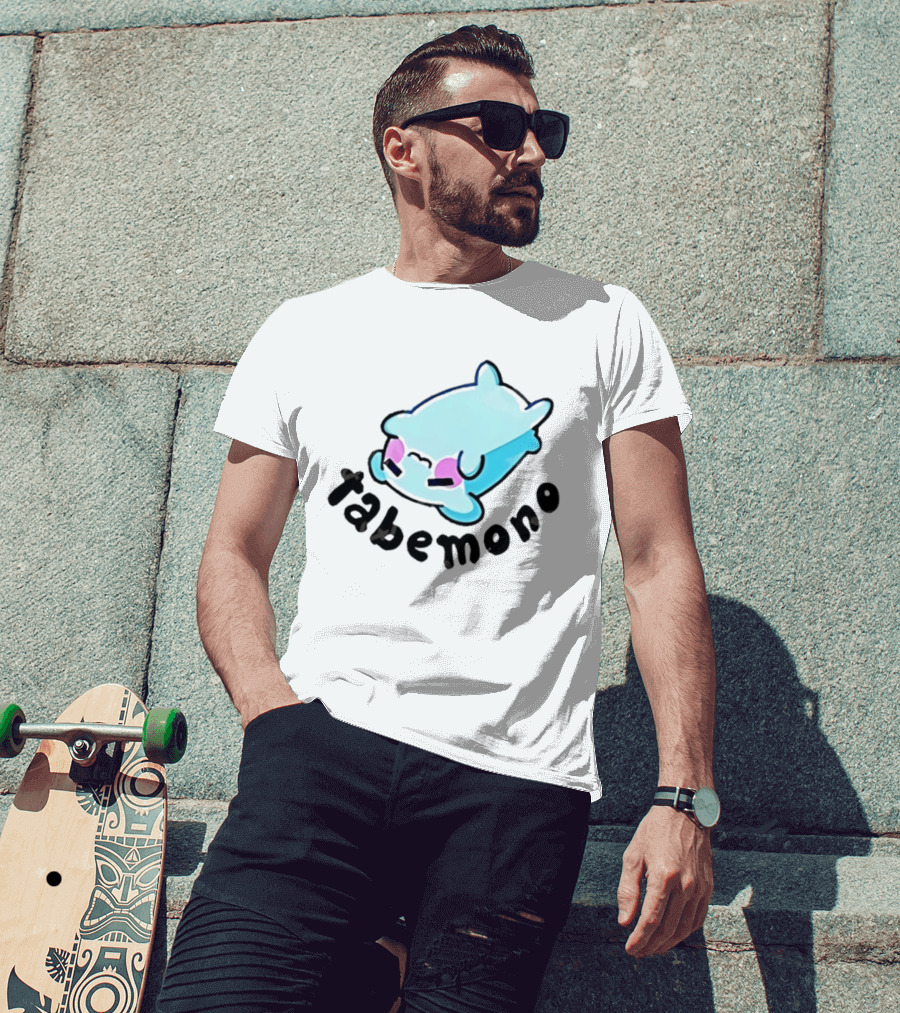 Tabemono Kawaii Anime Cute Blue Character With Blushing Cheeks T-Shirt