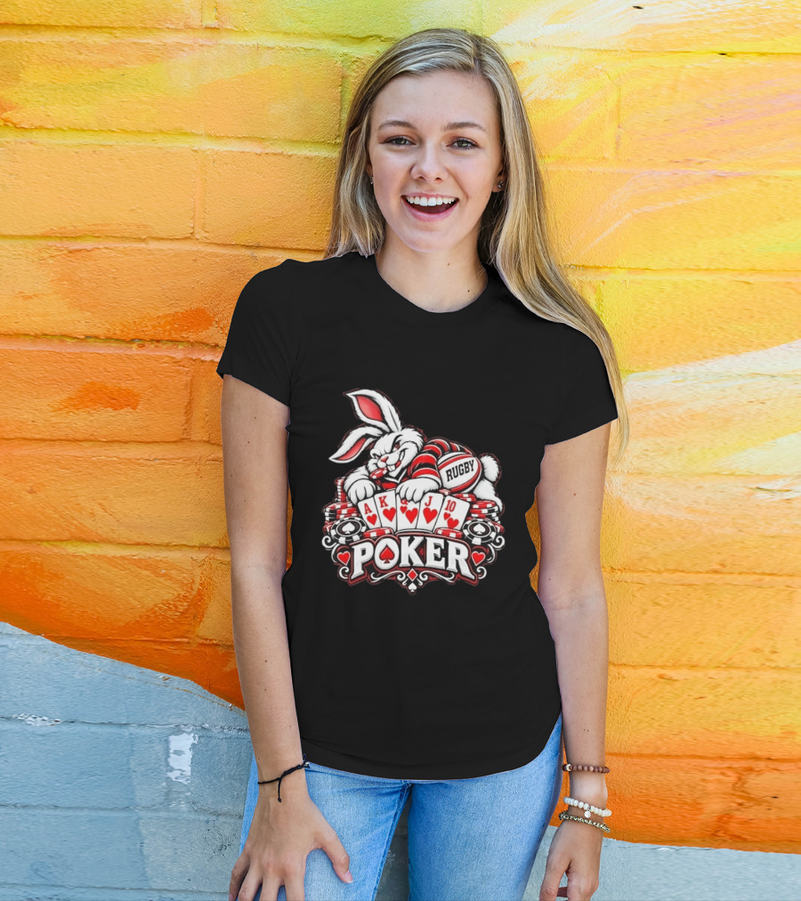 Rugby Poker Rabbit Royal Flush Card Game T-Shirt