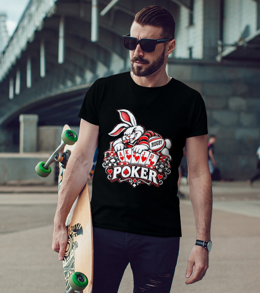 Rugby Poker Rabbit Royal Flush Card Game T-Shirt