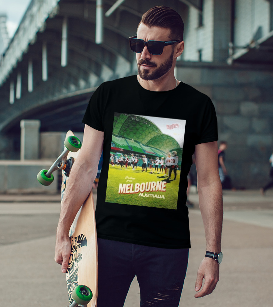 San Francisco 49ers Greetings From Melbourne Australia Day 4 Football Practice T-Shirt