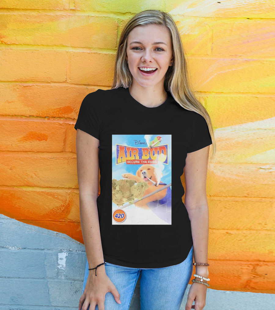 Disney Air Bud Secure Tha Bagg 420 Meme Basketball Dog Smoking T-Shirt