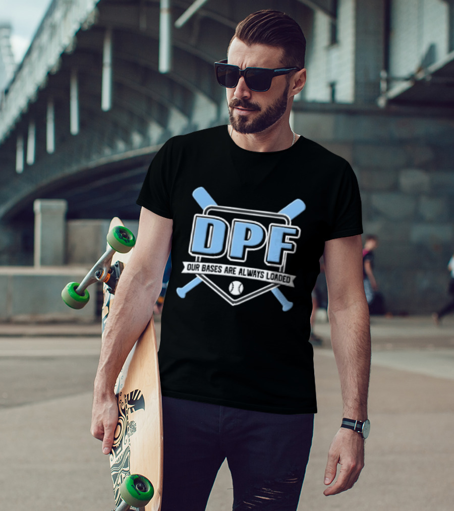 DPF Our Bases Are Loaded Crossed Bats Home Plate Shield T-Shirt