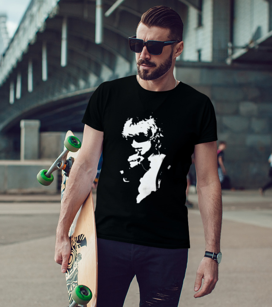 High Contrast Stencil Style Iconic Sunglasses Smoking Man T-Shirt