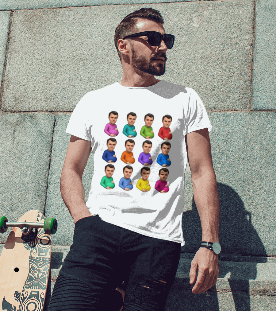 Pregnant Man Emoji Set Multicolor Avatar Faces Collection T-Shirt