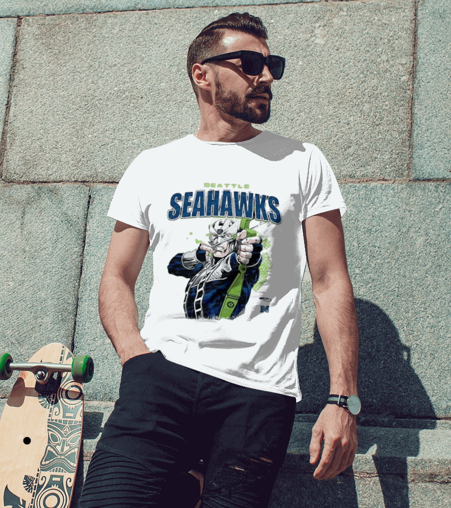 Seattle Seahawks Hawkeye Collaboration NFL Marvel T-Shirt