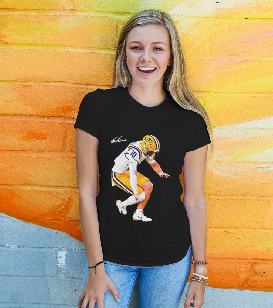 Joe Burrow LSU Tigers Number 10 Football Player Signature T-Shirt
