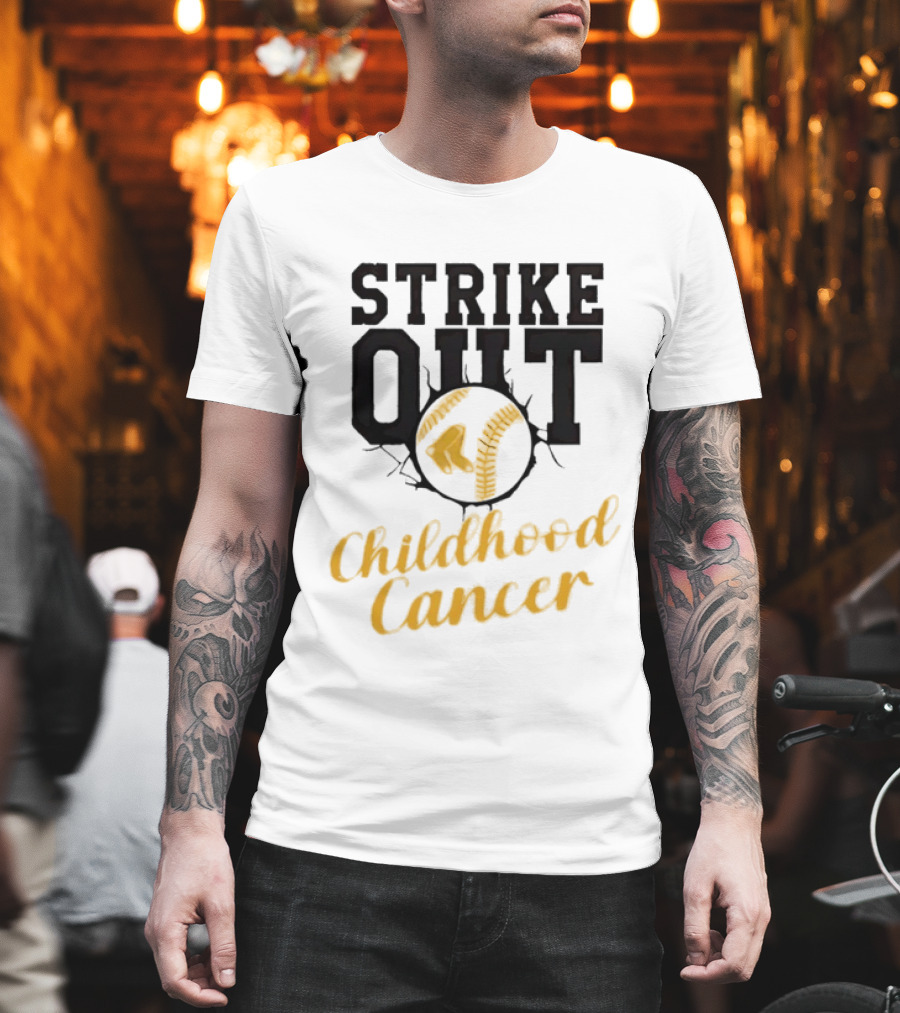 Strike Out Childhood Cancer Boston Red Sox Baseball Team Awareness T-Shirt