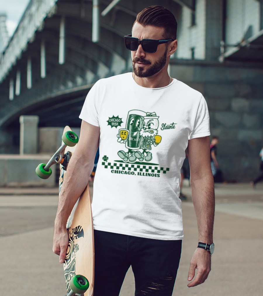 Chicago Illinois Irish Slainte Beer Pint St Patrick's Day T-Shirt