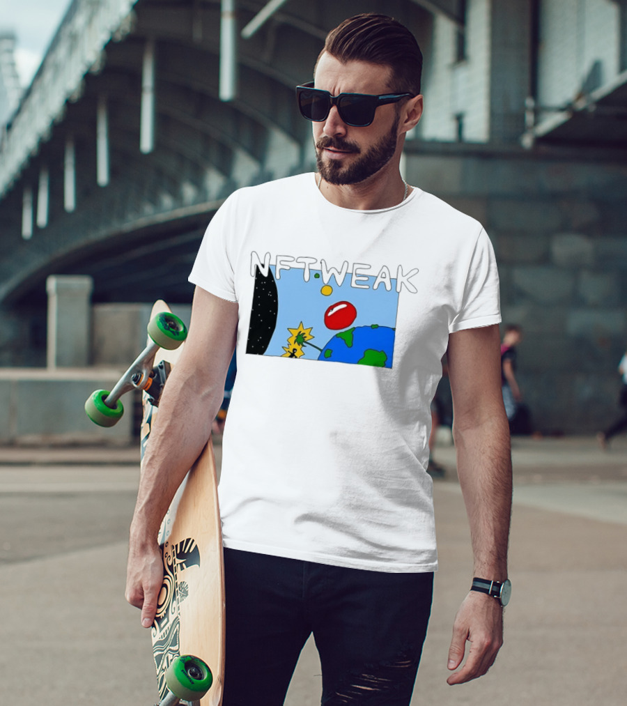 NFTWEAK Space Planet Cartoon NFT Satire Earth T-Shirt