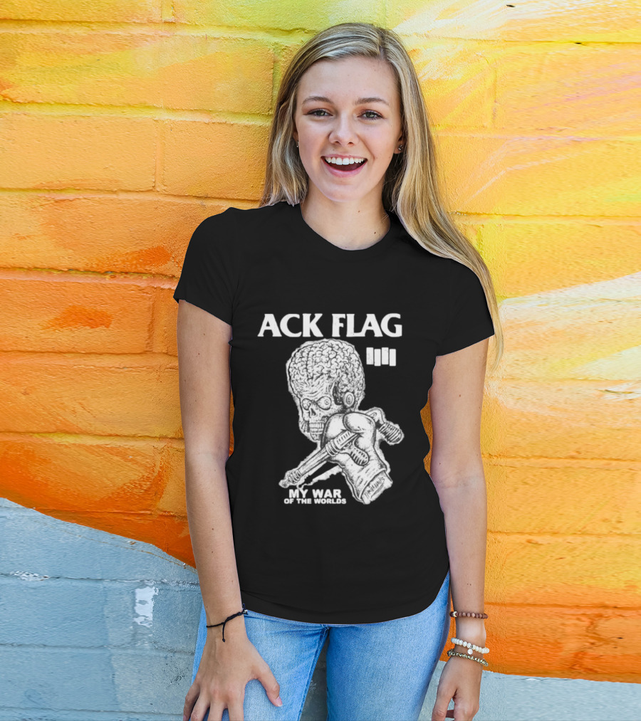 ACK Flag Mars Attacks War Of The Worlds Black Flag Mashup T-Shirt