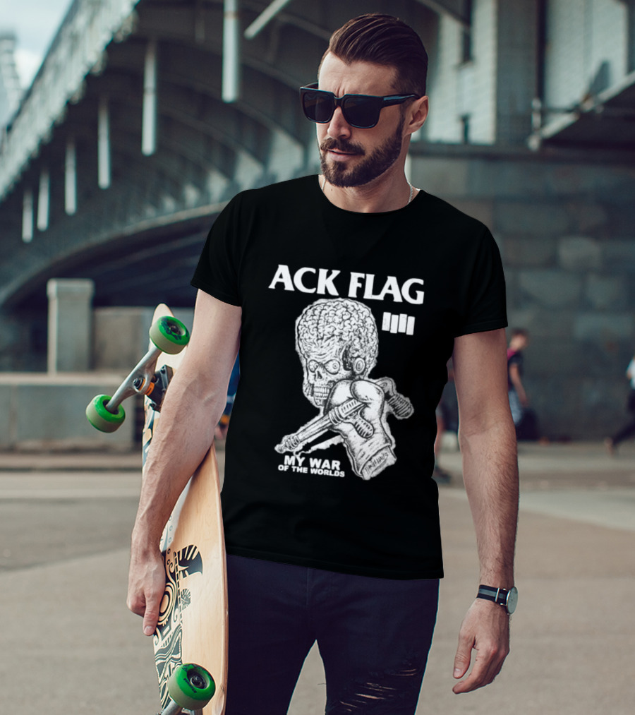 ACK Flag Mars Attacks War Of The Worlds Black Flag Mashup T-Shirt