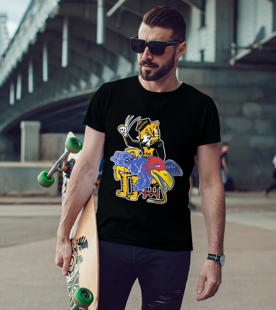 Mizzou Tigers Vs Kansas Jayhawk Rivalry Cartoon T-Shirt