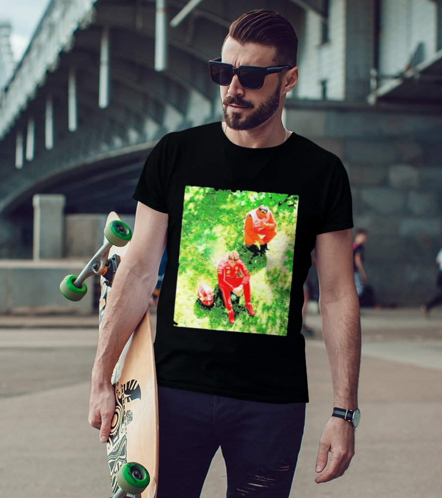 Monza GP Charles Leclerc Helmet On Grass Crash Moment T-Shirt