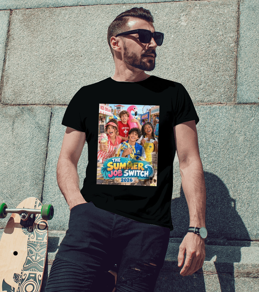 The Summer Job Switch 2026 Ice Cream Adventure Lifeguard Arcade Souvenirs Sand Friends T-Shirt