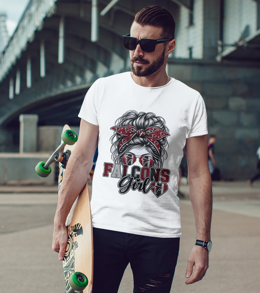 Falcons Girl Messy Bun Bandana Sunglasses T-Shirt