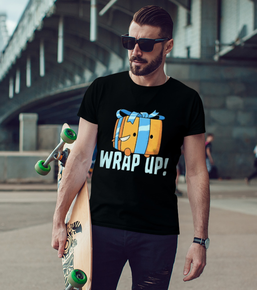 Mischievous Cartoon Ribboned Present Wrap Up With Knife T-Shirt