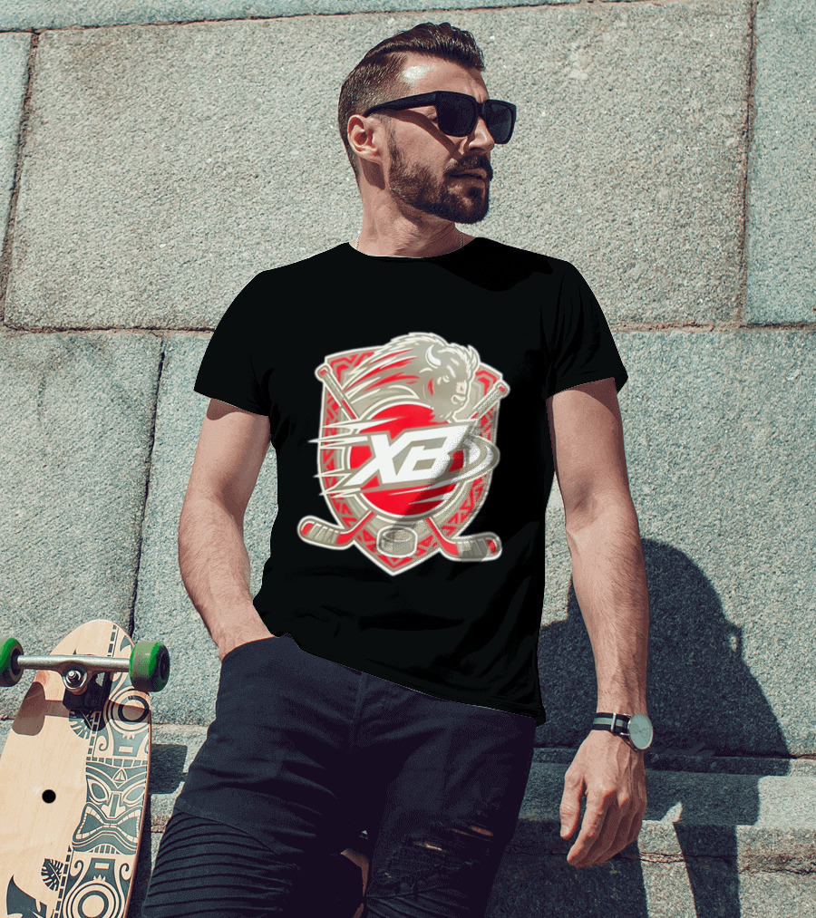 XB Buffalo Hockey Team Emblem With Crossed Sticks And Puck T-Shirt
