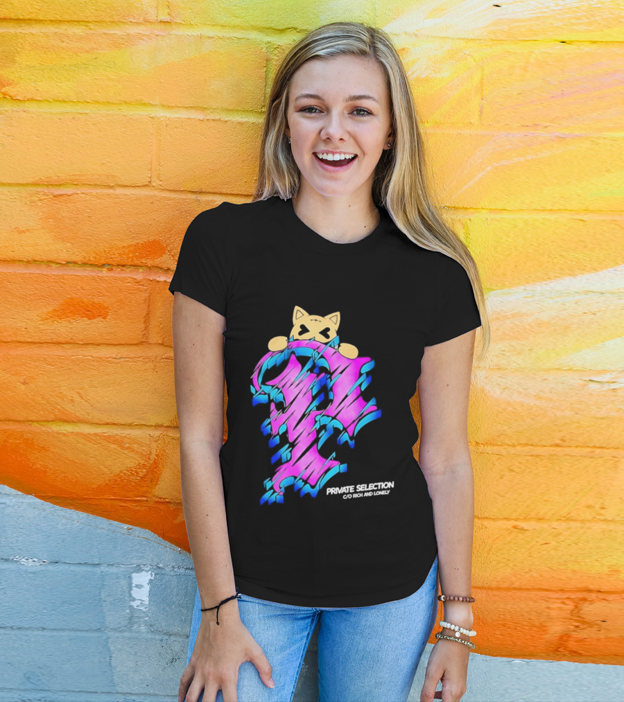 Private Selection C O Rich And Lonely Streetwear Cat Graffiti Aesthetic T-Shirt
