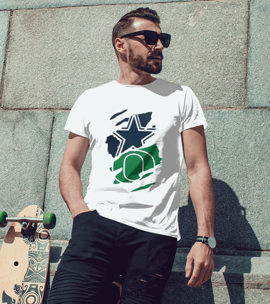 Dallas Cowboys Star And Oregon Ducks O Ripped Team Logos T-Shirt