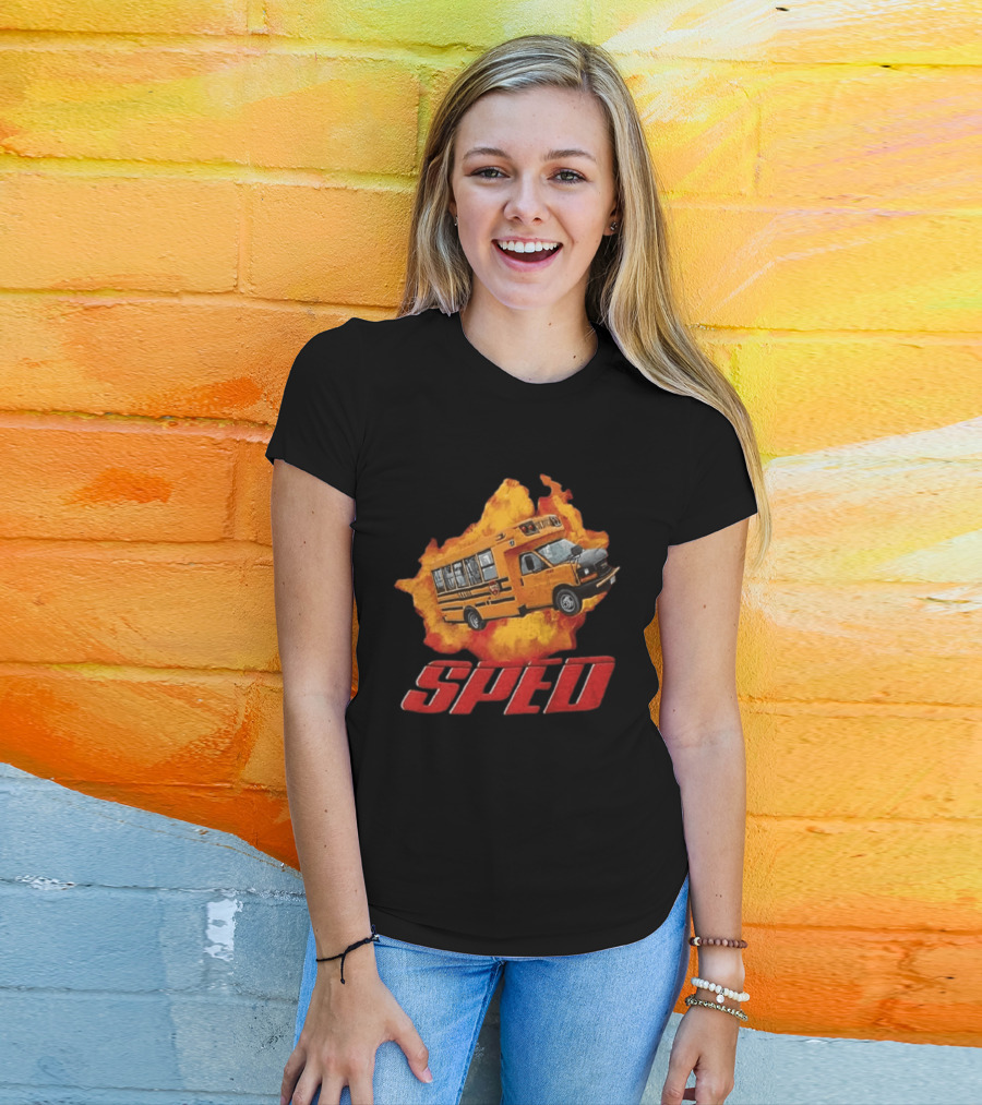School Bus Flame SPED On Fire Burst T-Shirt