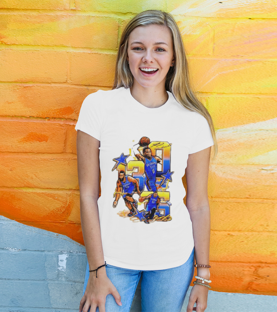 James Harden Russell Westbrook Kevin Durant Oklahoma City Thunder NBA Legends T-Shirt