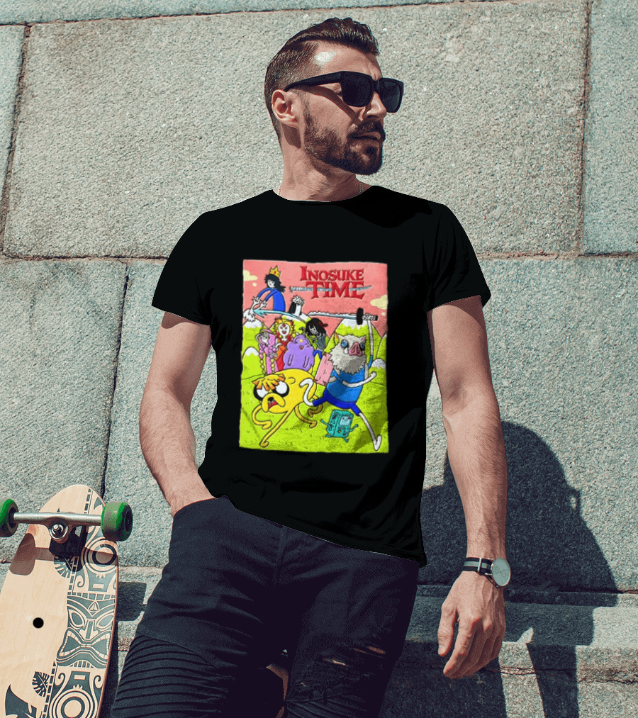Inosuke Time Adventure With Demon Slayer Crossover Characters T-Shirt