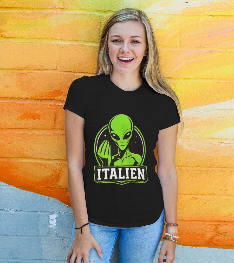 Italien Alien Hand Gesture Space Humor T-Shirt