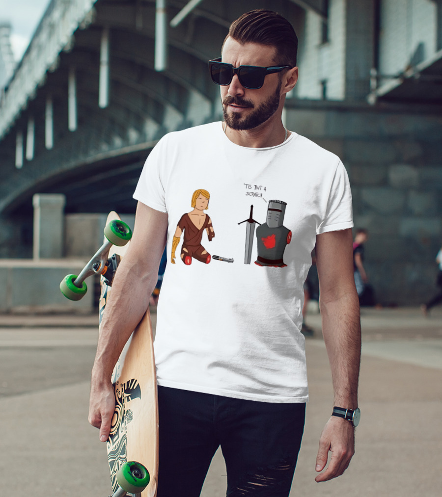 Anakin Skywalker And The Black Knight 'Tis But A Scratch Crossover Humor T-Shirt